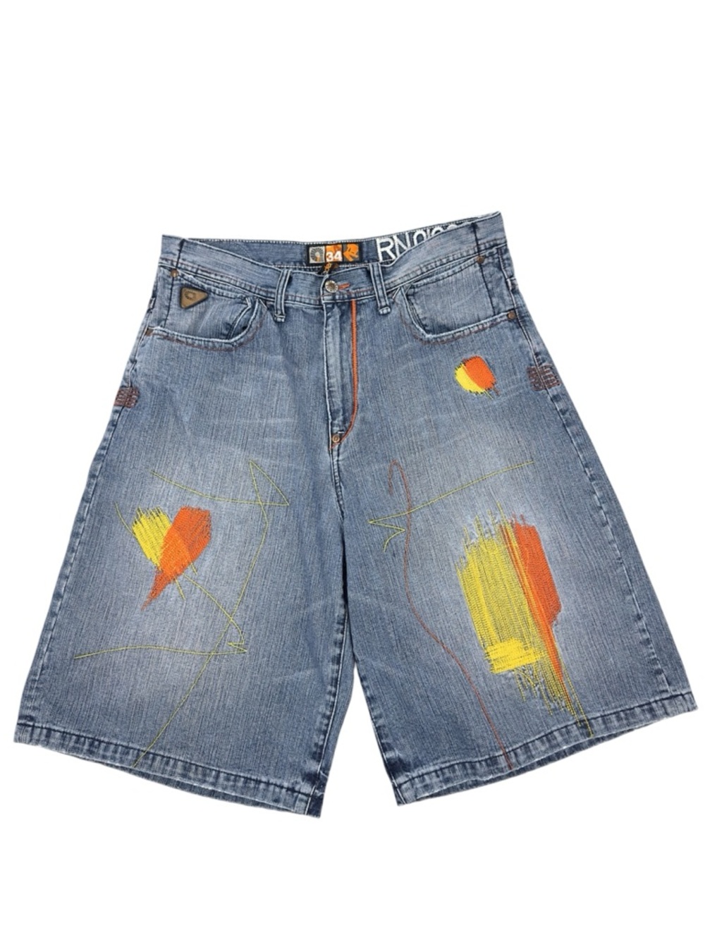 Akademiks Jorts Baggy Jean Shorts Mens Size 34 Y2K Skater Embroidered Wide Leg